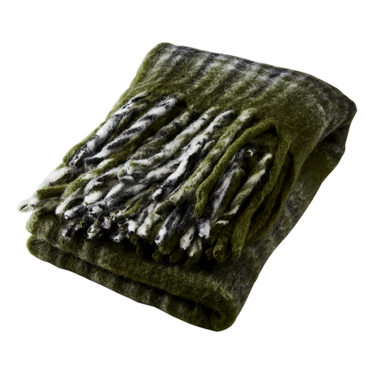 Filt Frasse Grön/svart/vit
