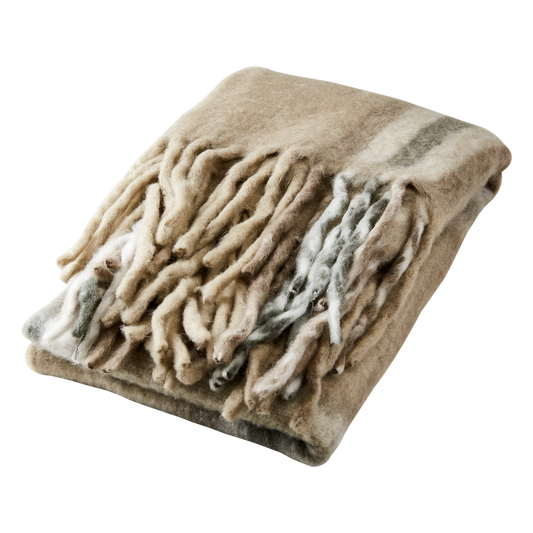 Filt Frasse Beige/grå/grön