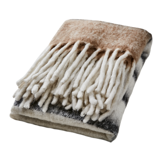 Filt Frasse Beige/svart/vit