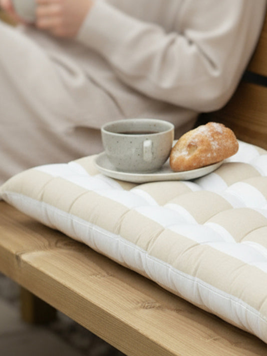 Sittdyna Louise Beige/vit 45x120 cm