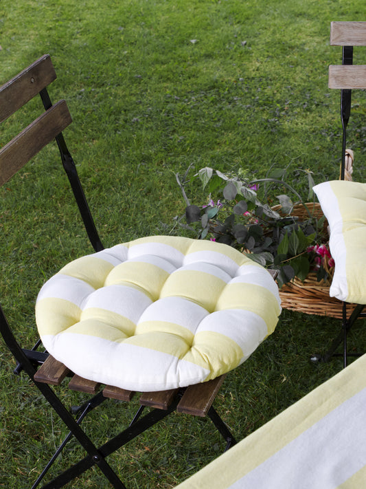 Stolsdyna Louise Gul/vit 40 cm
