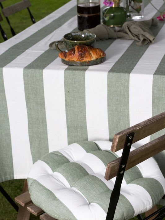 Stolsdyna Louise Mossa/vit 40 cm