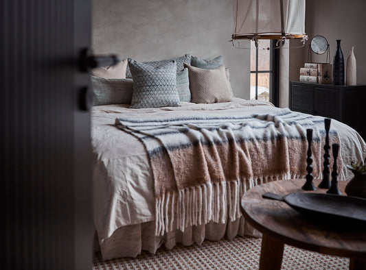 Filt Frasse Beige/svart/vit