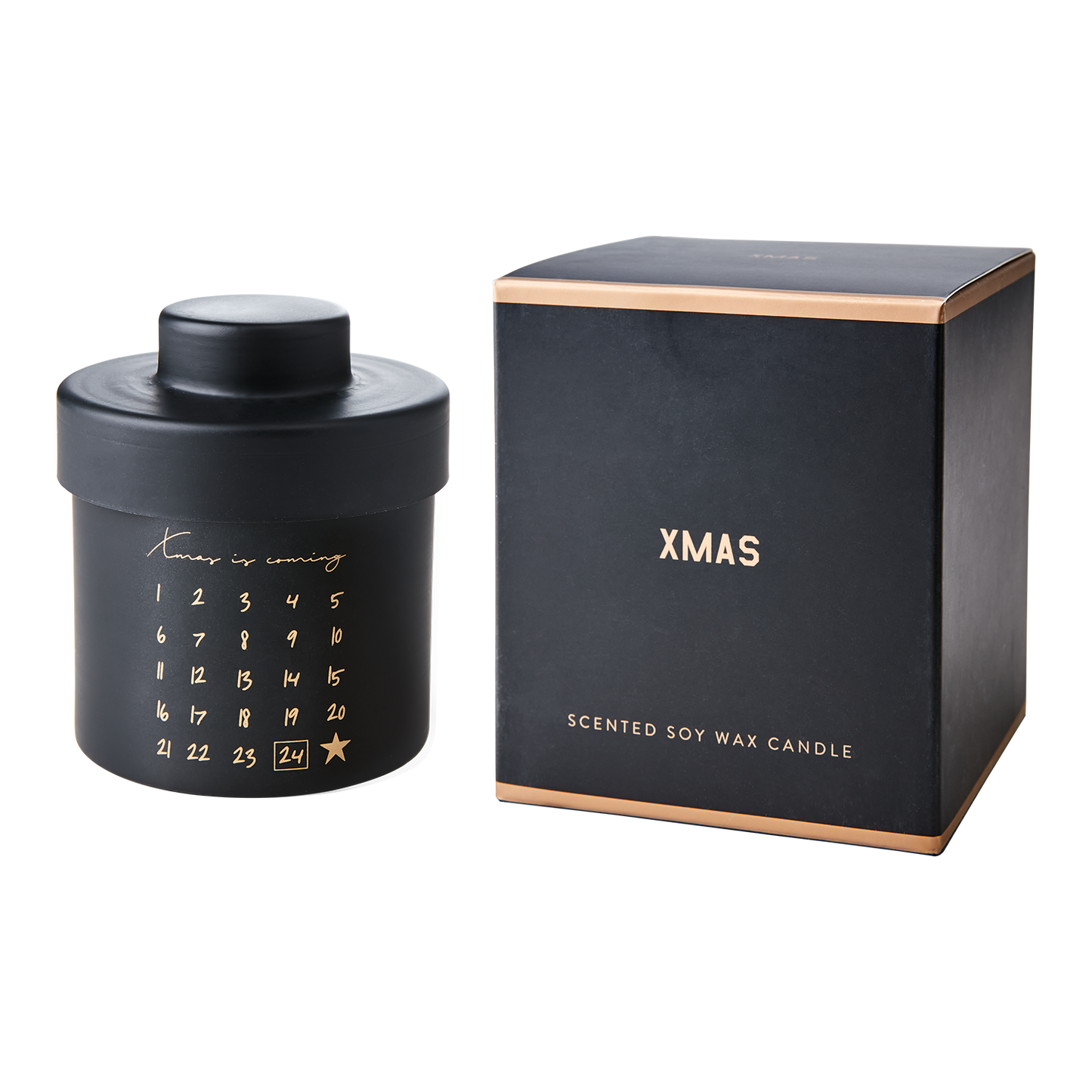Svart doftljus med nedräkning till jul