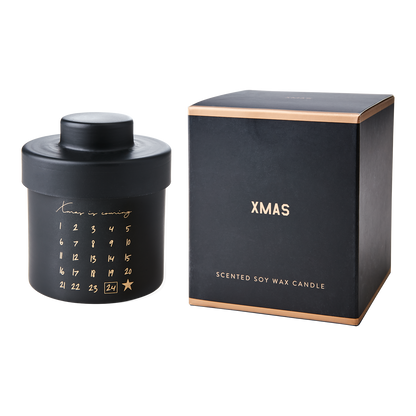 Svart doftljus med nedräkning till jul