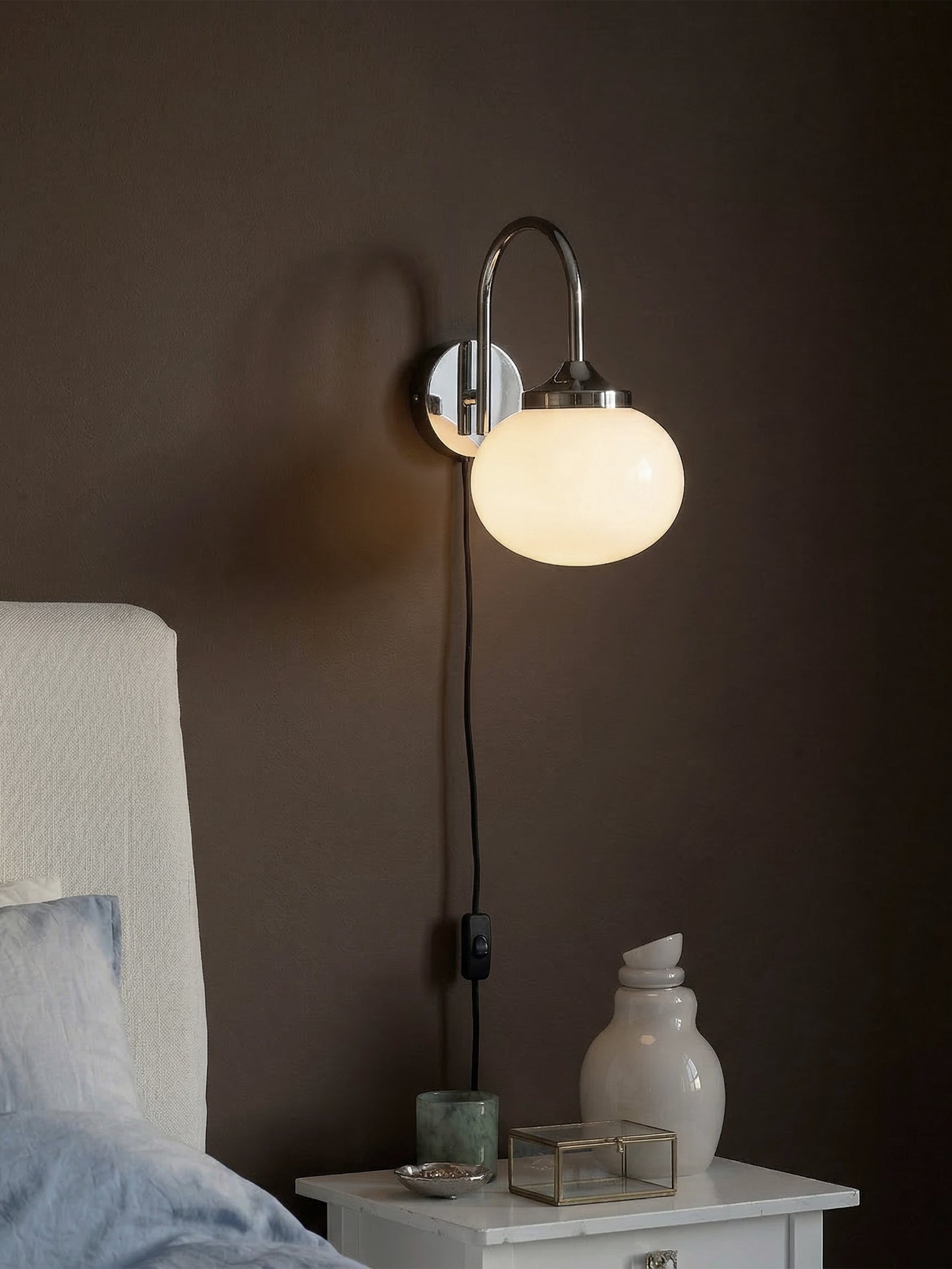 Vägglampa Elsy Vit/krom 26 cm