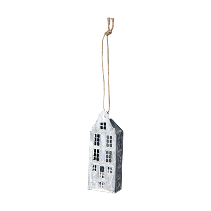 Julgransdekoration hus grå/vit