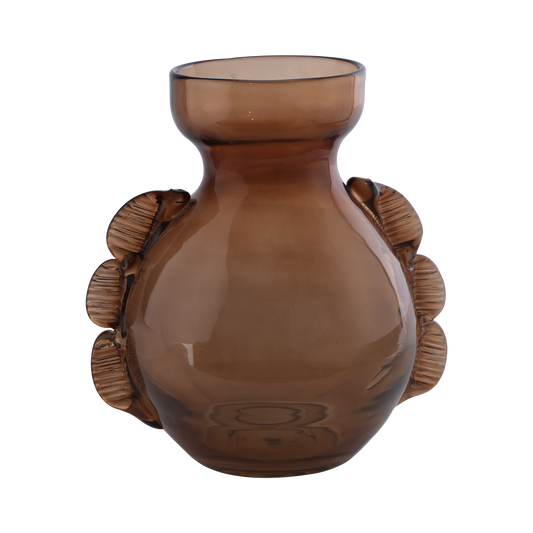 En dekorativ brun vas i glas